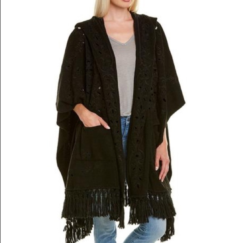 NWT Johnny Was Tonal Embroidered Fringe Poncho L
